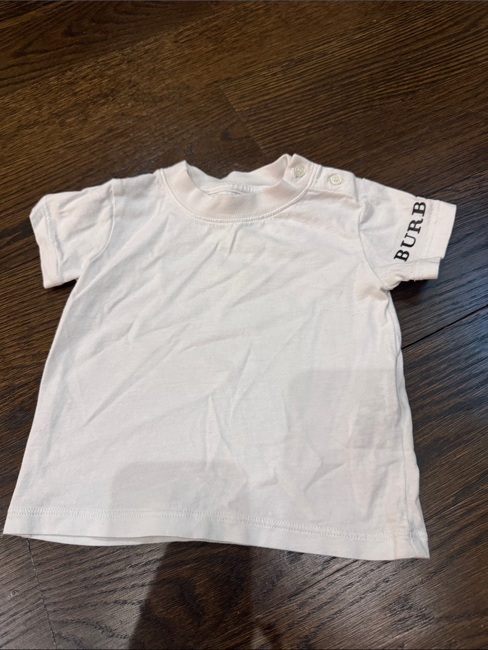 Burberry Short Sleeve Baby Tee in Pale Pink with Logo Sleeve